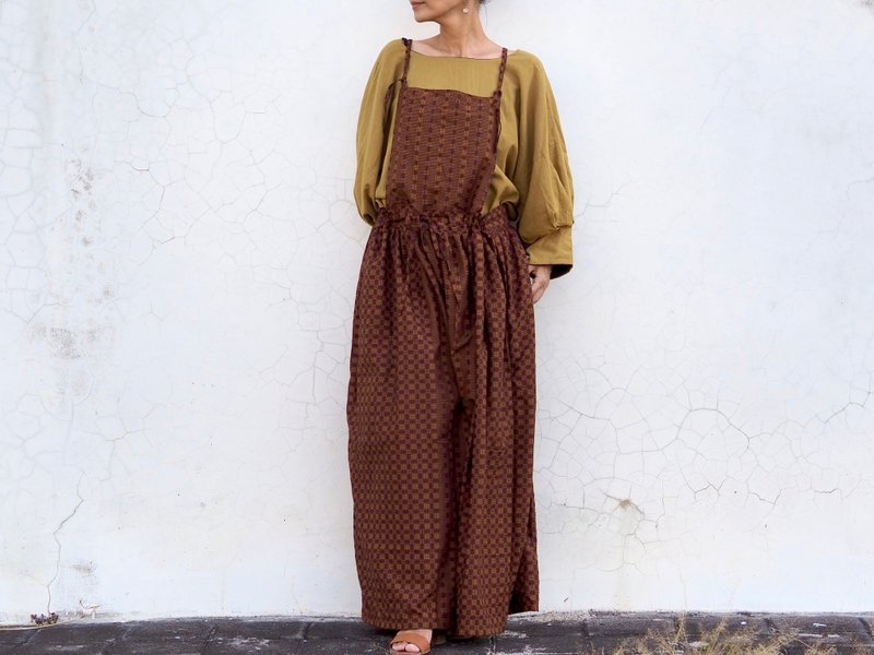 Apron dress / Brown - 洋装/连衣裙 - 棉．麻 咖啡色