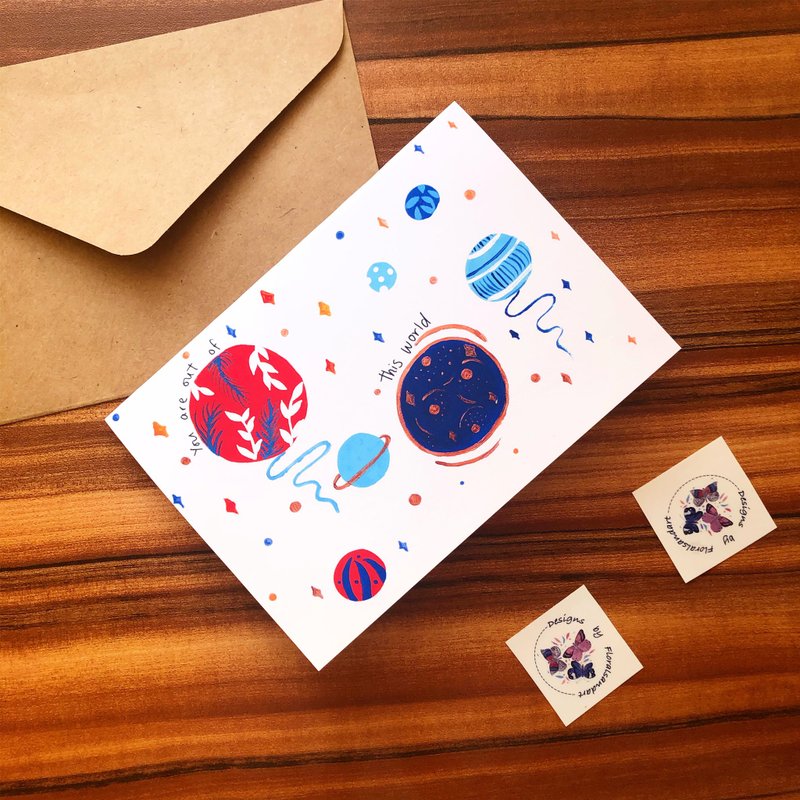 宇宙的-情人节卡 - 卡片/明信片 - 纸 多色