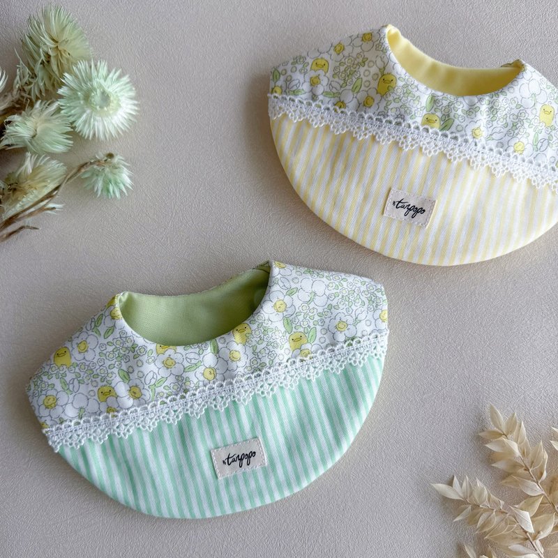 Tanpopo 手作宝宝小物 │ 春日小鸡系列围兜 - 围嘴/口水巾 - 棉．麻 黄色