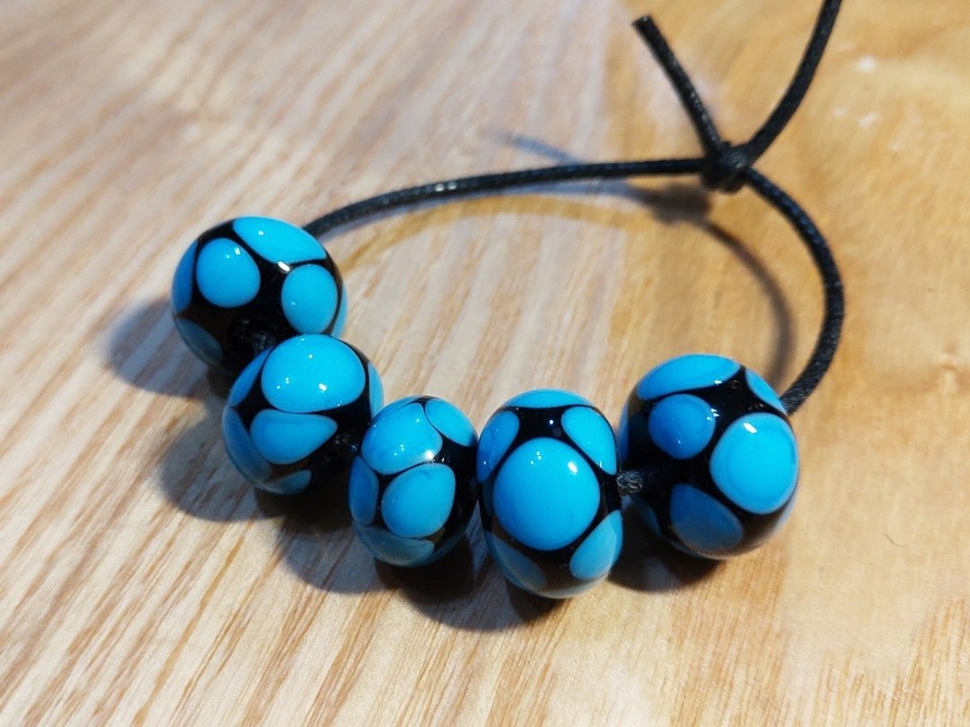 琉璃珠 | 蓝色花瓣 Lampwork灯工烧制 - 项链 - 玻璃 蓝色