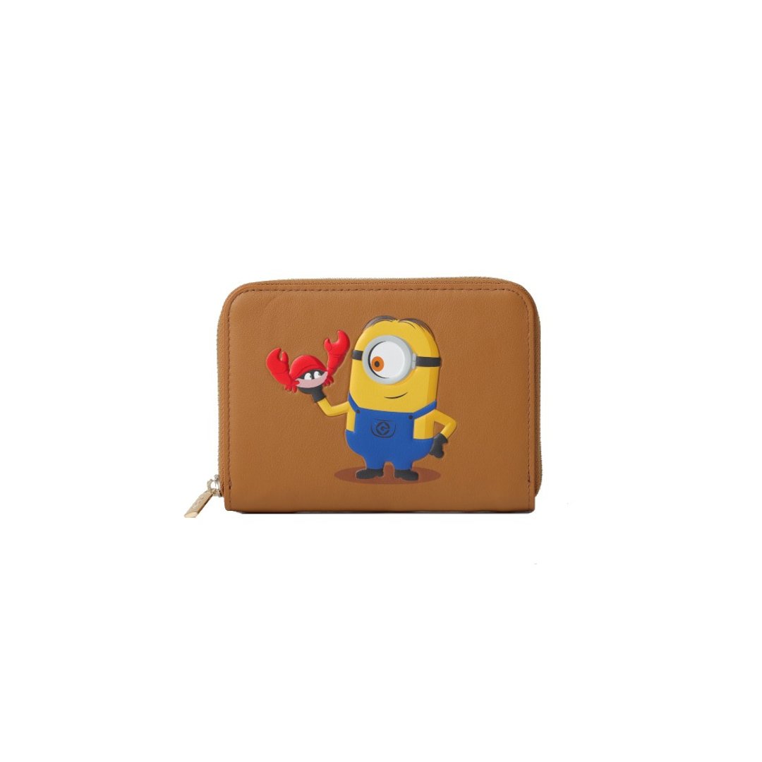 Minions 星座皮革银包 (巨蟹座) - 皮夹/钱包 - 真皮 咖啡色