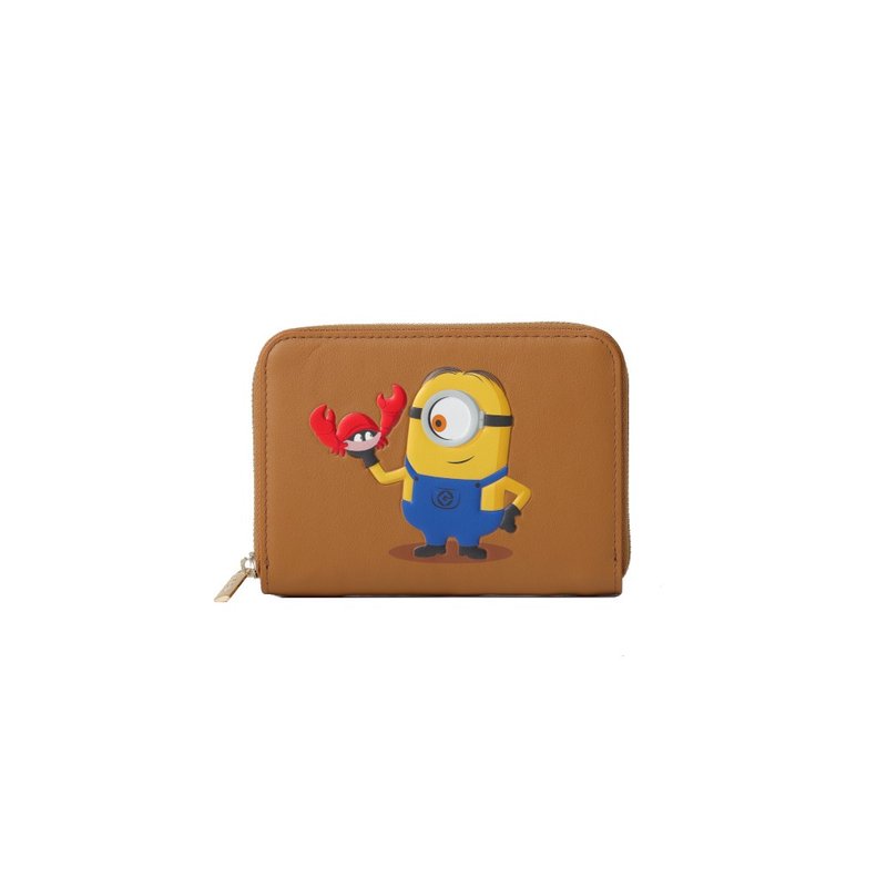 Minions 星座皮革银包 (巨蟹座) - 皮夹/钱包 - 真皮 咖啡色