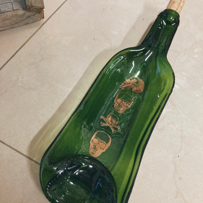 烫金骷髅头 红酒木塞盛盘 酒瓶盘 - 盘子/餐盘/盘架 - 玻璃 