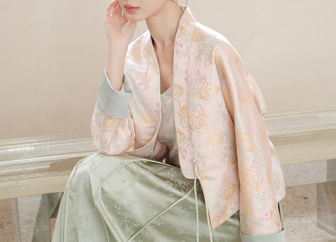 【春带彩】新中式复古中国风 汉服提花上衣/半裙 - 女装上衣 - 聚酯纤维 绿色