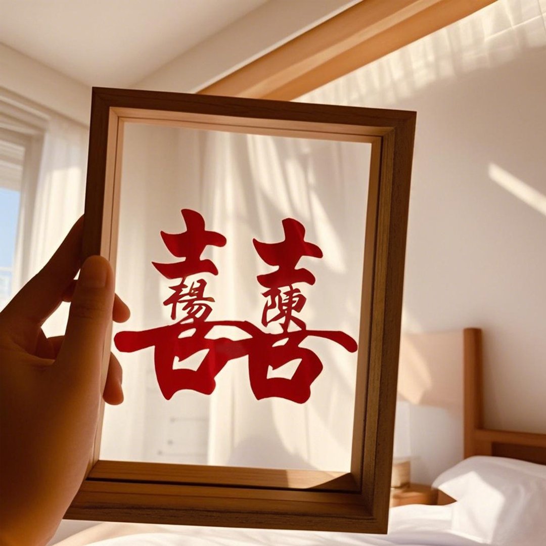 定制化姓氏喜字剪纸 diy 手工订制相框结婚礼物 - 订制画像 - 不锈钢 