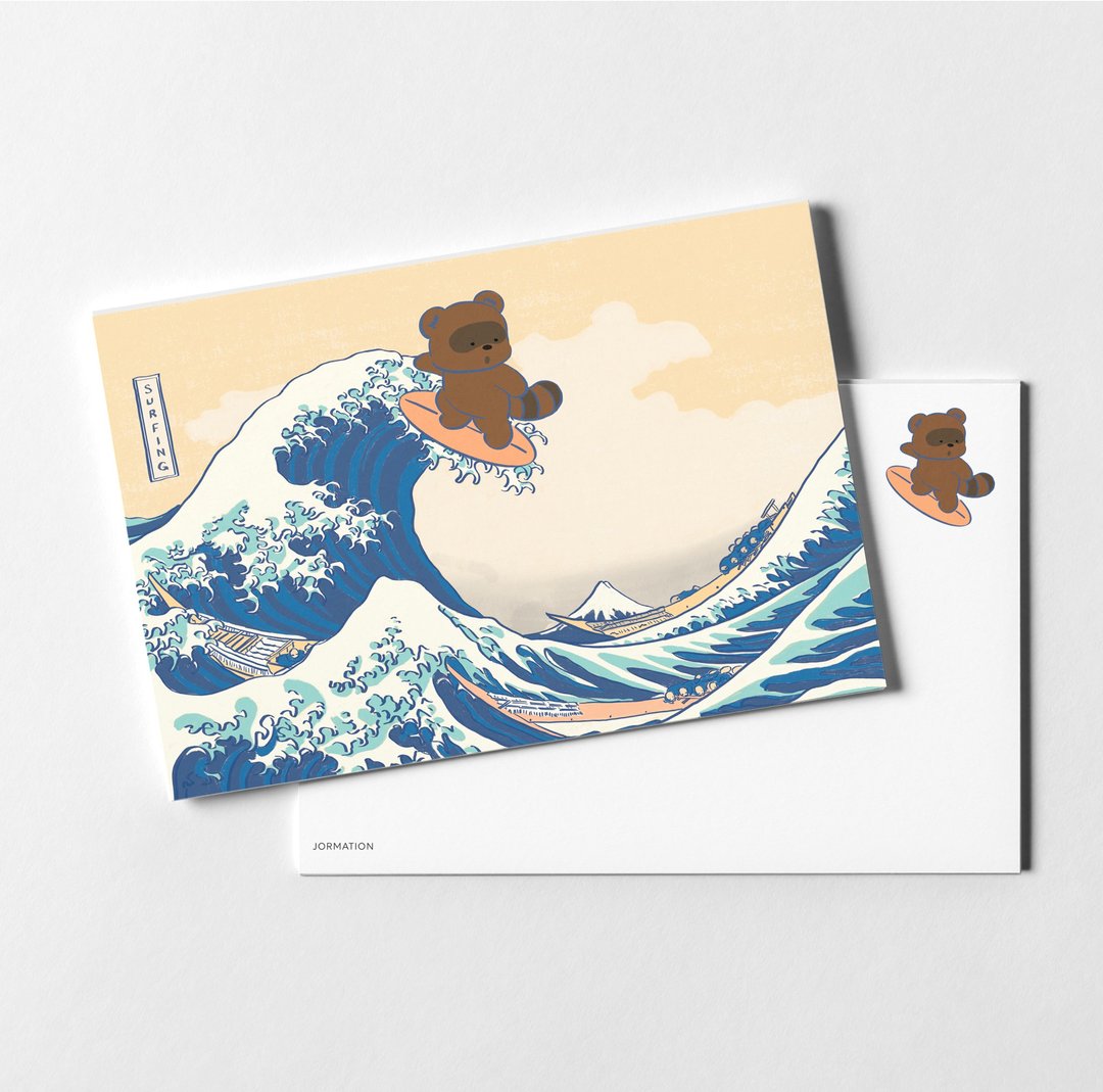 raccoon 浮世绘明信片 - 卡片/明信片 - 纸 