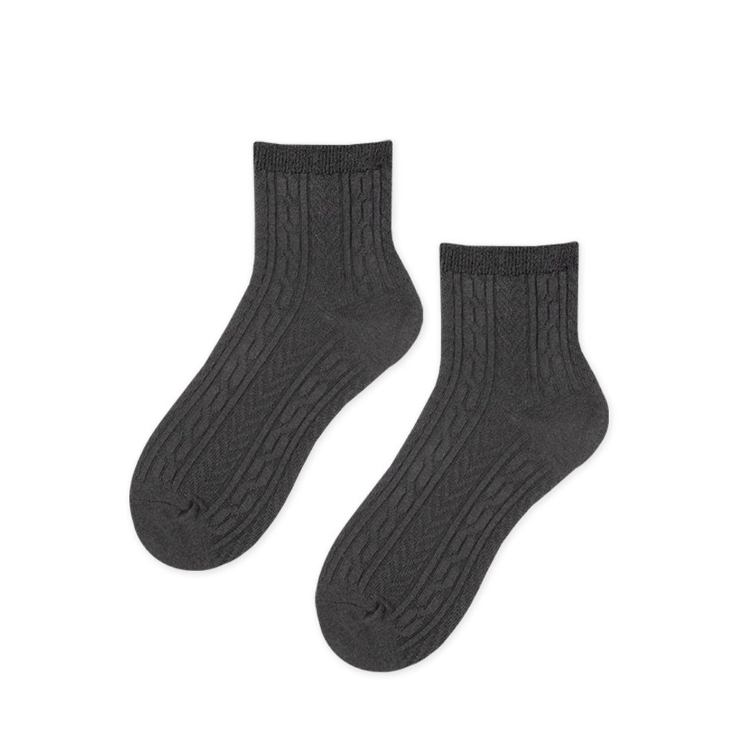 in Pairs | 小浪漫中筒袜-深灰 - 袜子 - 棉 灰色