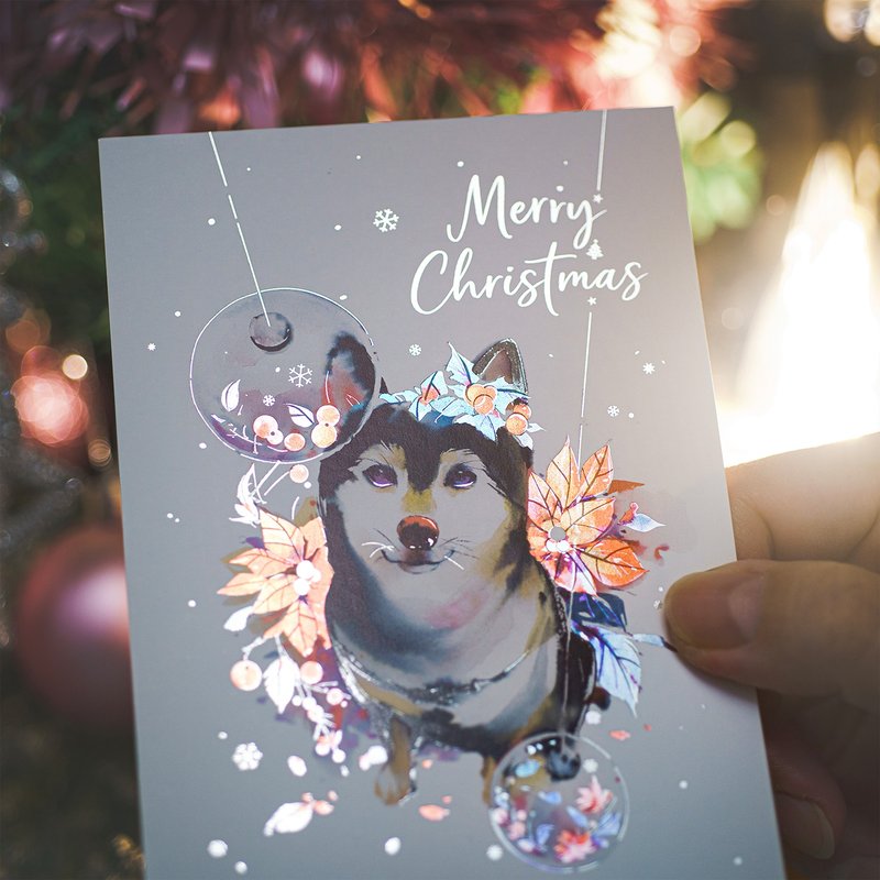 烫金圣诞卡 -【带来祝福的圣诞柴柴】 - 卡片/明信片 - 纸 