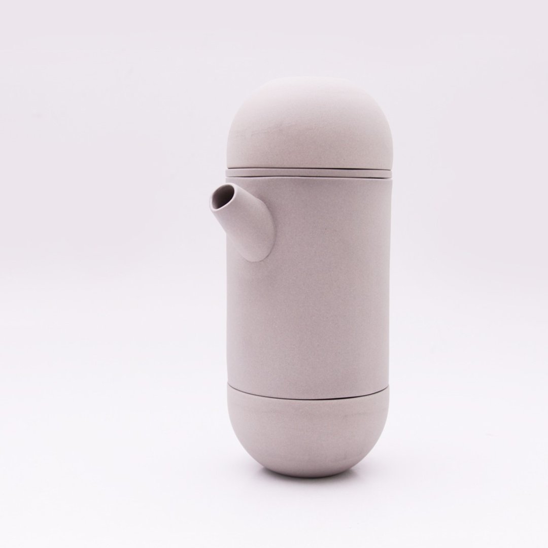 享福茶具组(无保护袋) Round Travel teapot set - 茶具/茶杯 - 瓷 灰色