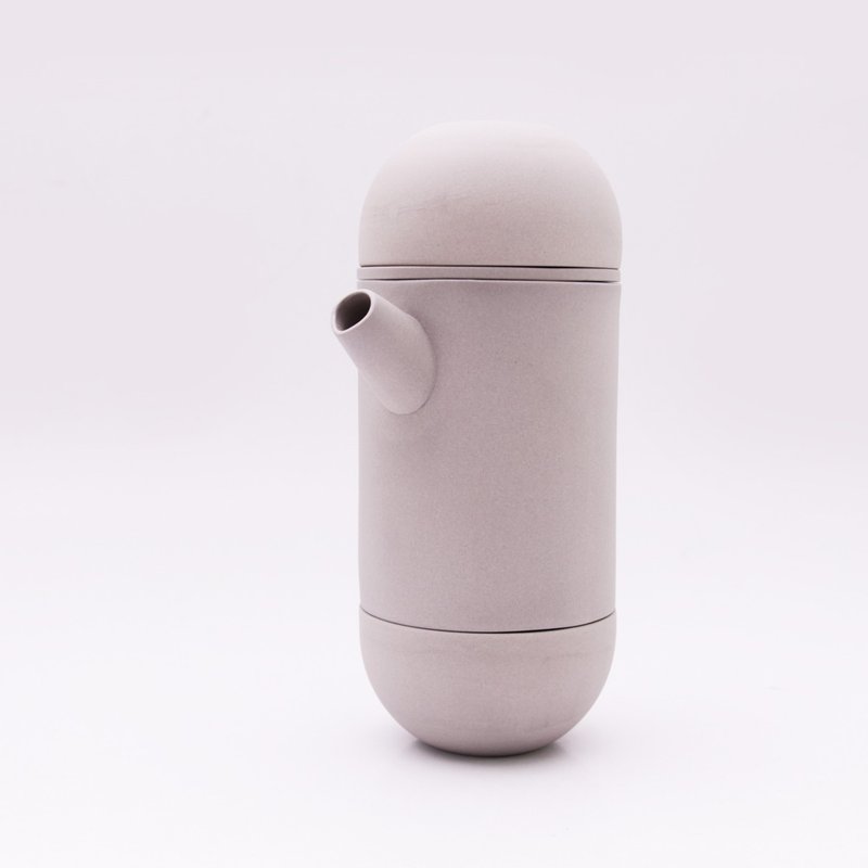 享福茶具组(无保护袋) Round Travel teapot set - 茶具/茶杯 - 瓷 灰色