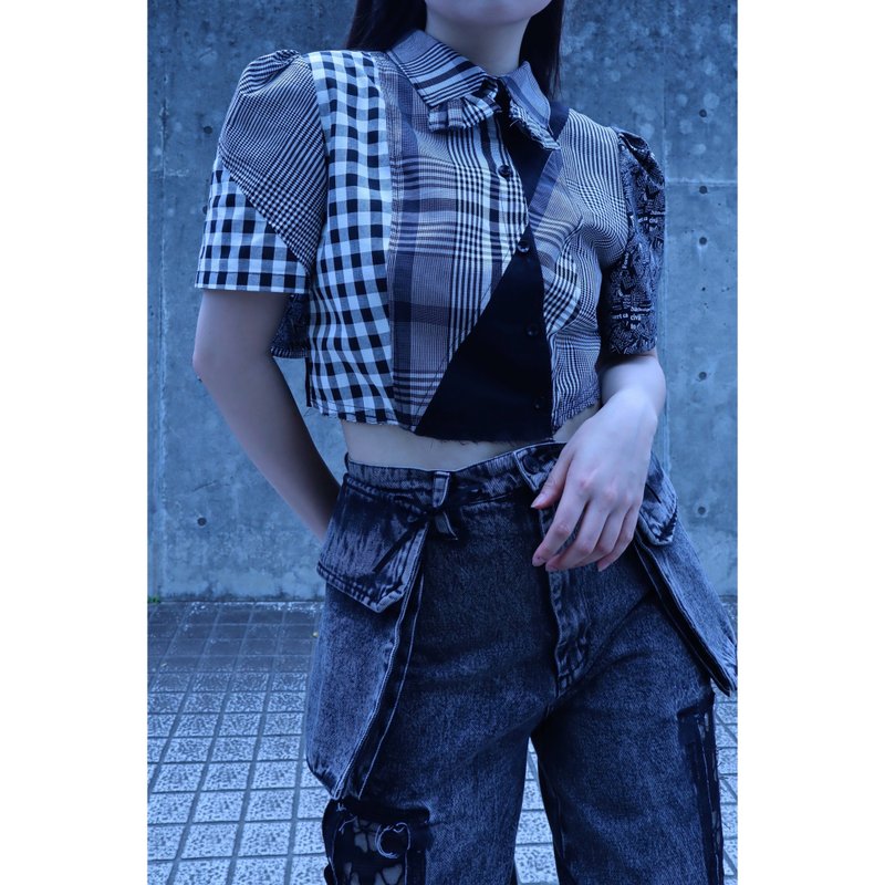 三角设计短上衣4009BCmeikeiin原创设计手作 - 女装上衣 - 棉．麻 黑色