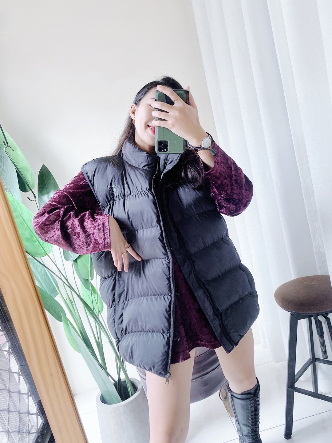 vans 铺棉拉链口袋背心休闲 vintage oversize - 男装背心 - 棉 黑色