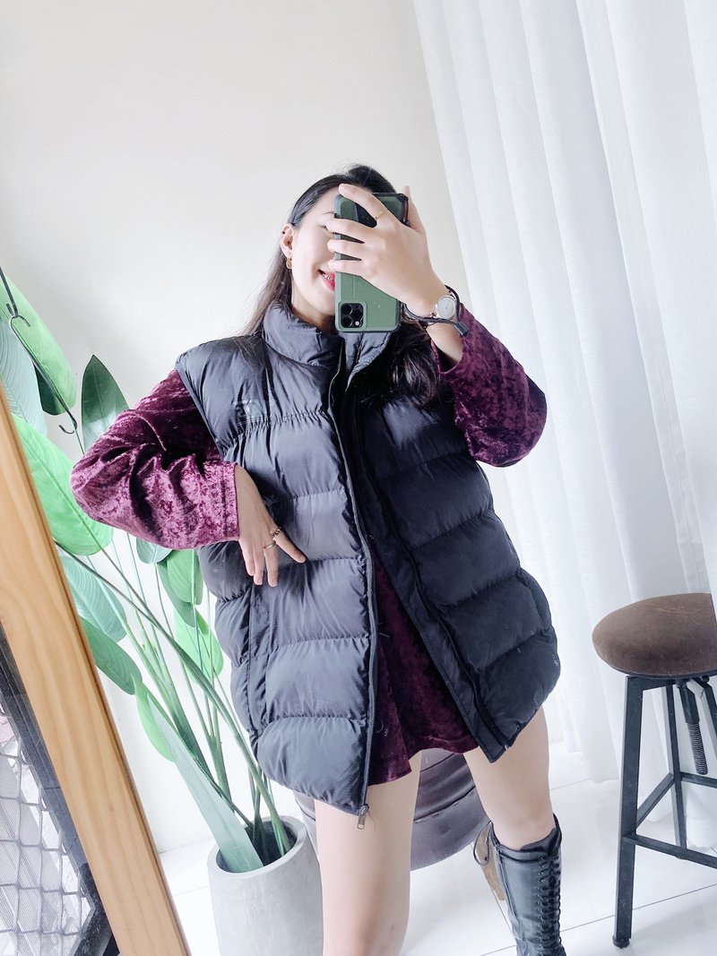 vans 铺棉拉链口袋背心休闲 vintage oversize - 男装背心 - 棉．麻 黑色