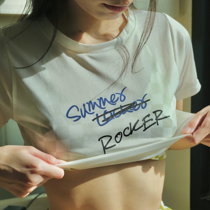 summer l(R)ocker crop top - 女装 T 恤 - 棉 白色