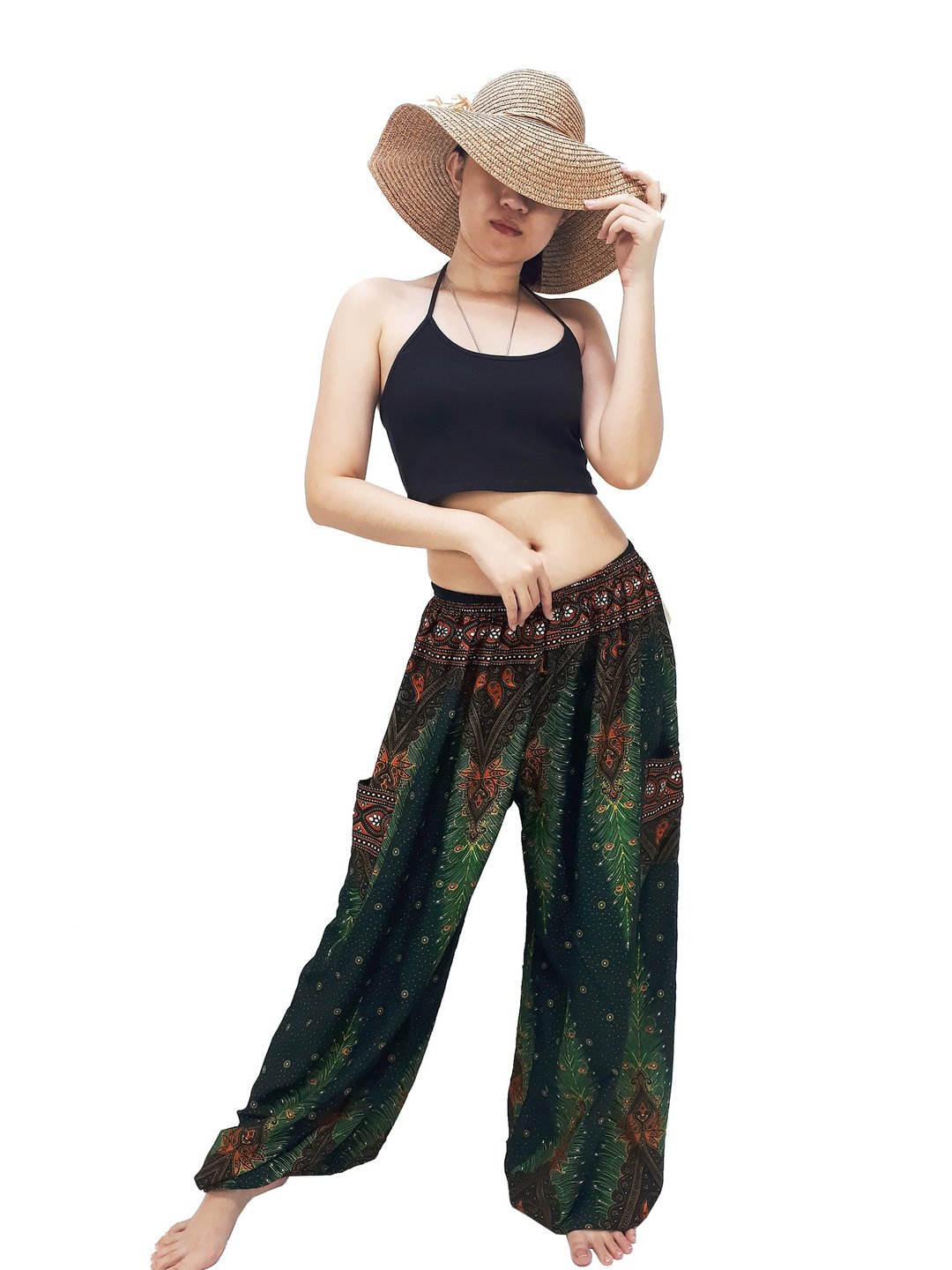 Women Pants Aladdin Pants Thai Pants Gypsy Pants Rayon Bohemian Trouser - 男士长裤 - 其他材质 绿色