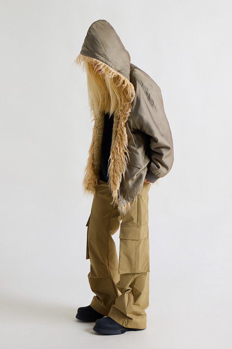 Furry MA-1 Jacket 长毛连帽夹克 - 女装上衣 - 其他材质 绿色