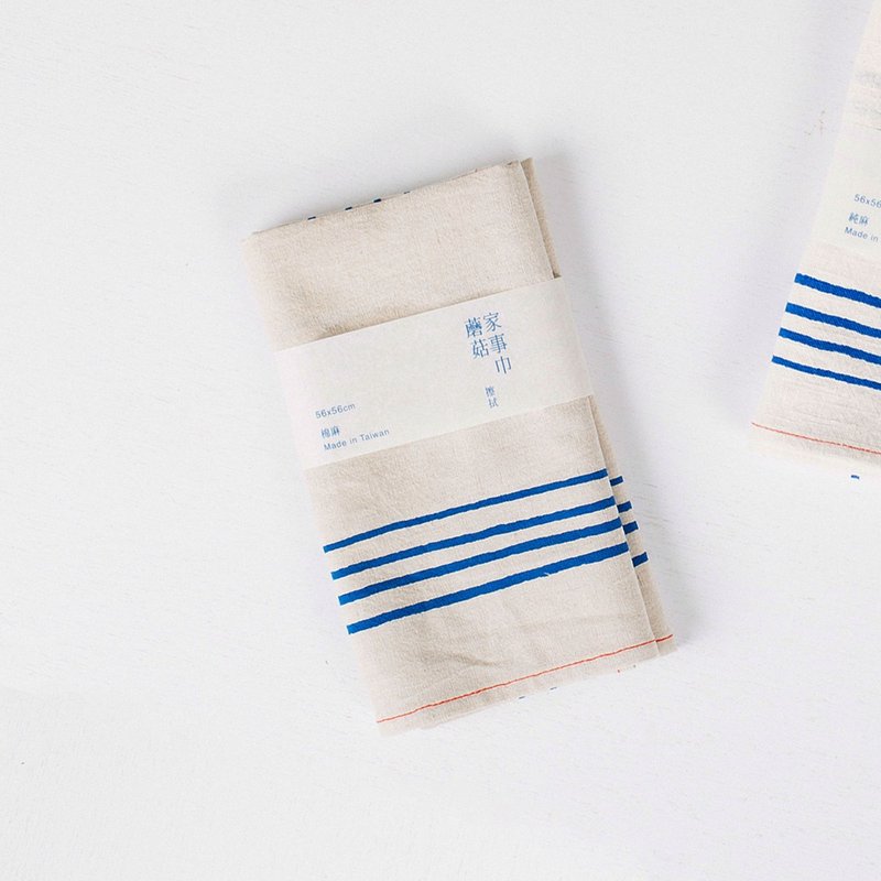 蘑菇MOGU/棉麻方巾/厨房擦巾/蓝线条 - 餐垫/桌巾 - 棉．麻 白色
