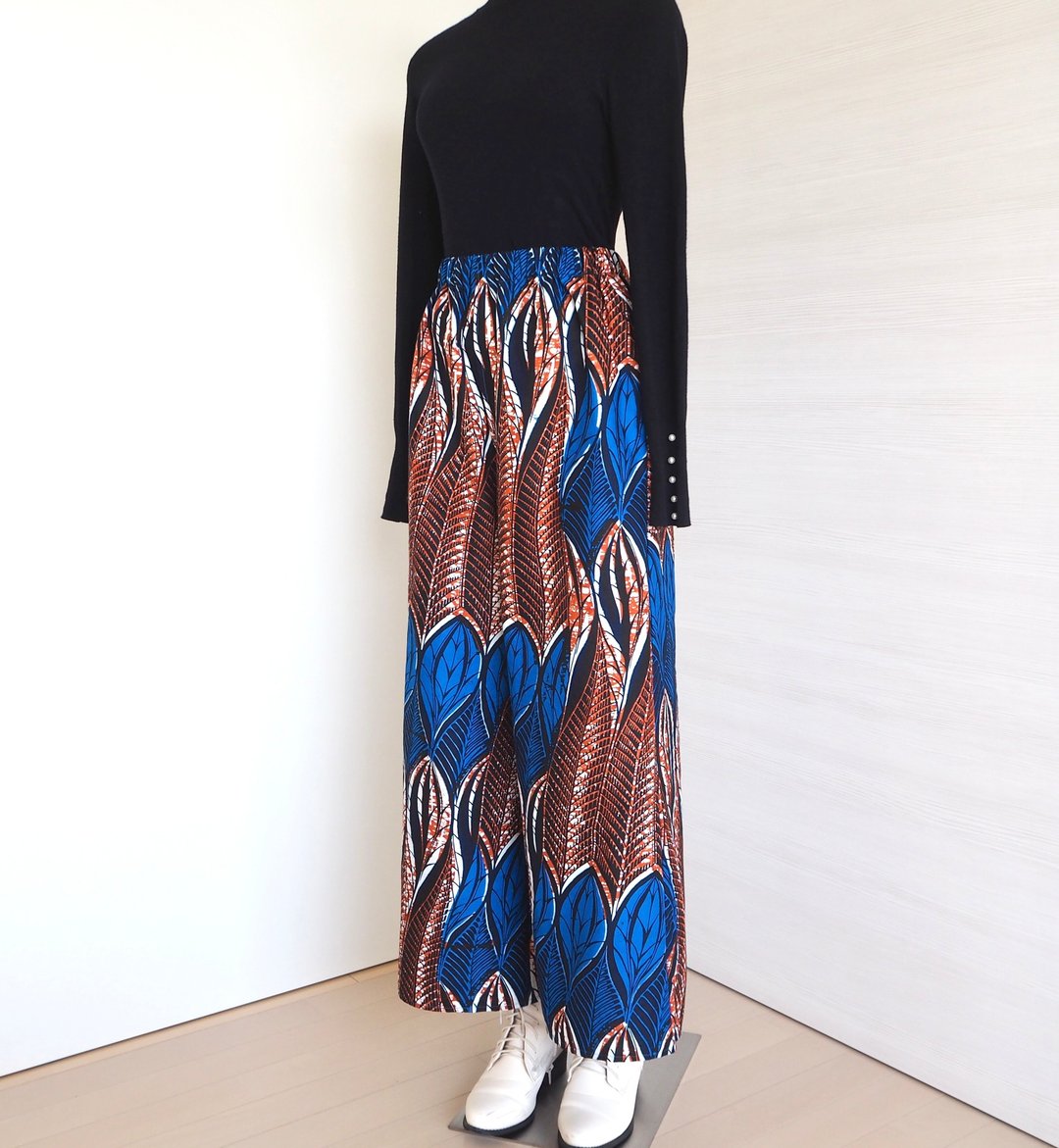 【日本制 手工制作】非洲布×附口袋宽裤　长裤　民族风　个性十 - 女装长裤 - 棉 多色
