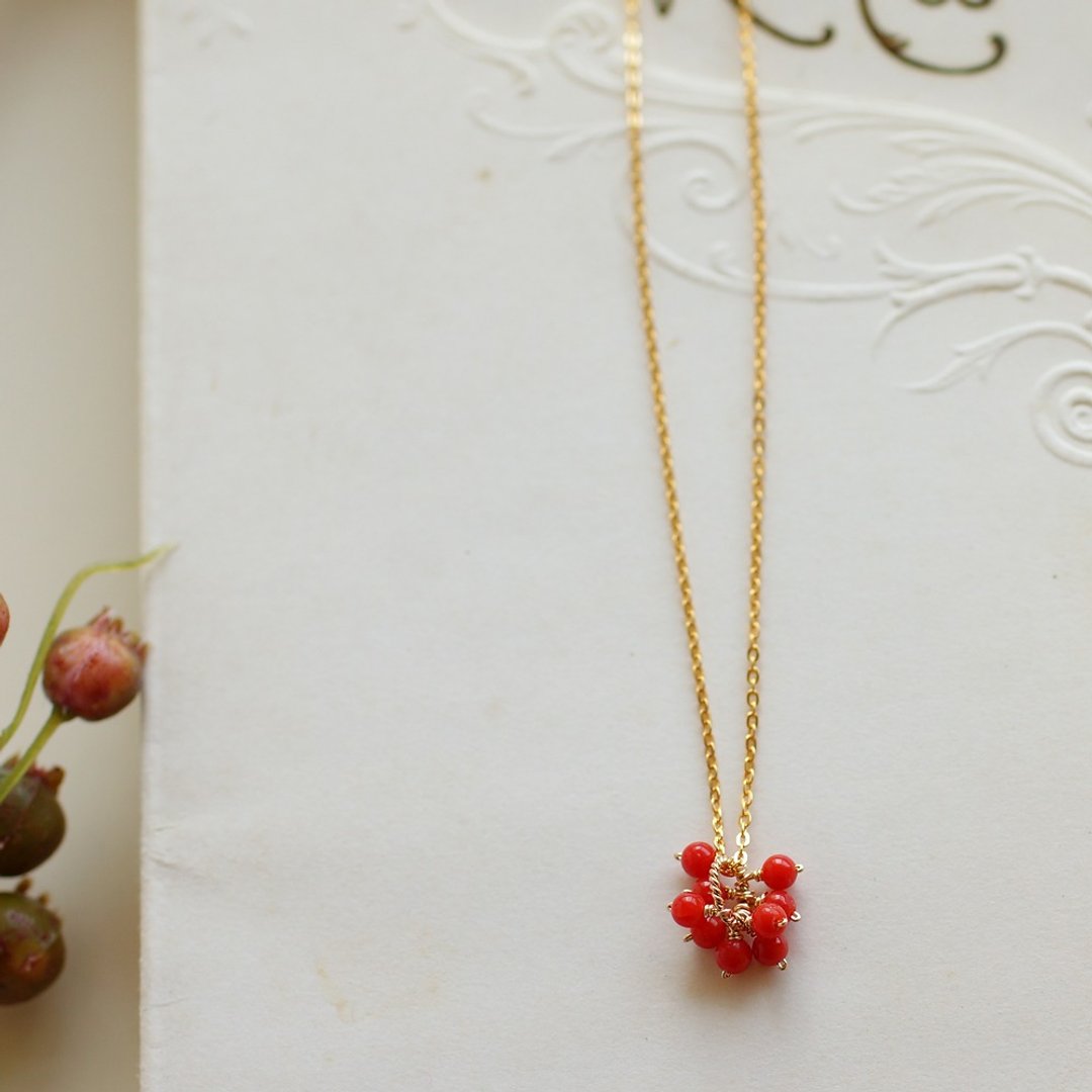 14kgf - this coral necklace - 项链 - 半宝石 红色