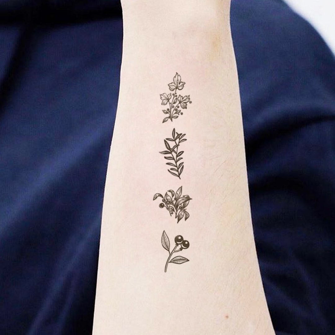 TU防水仿真持久纹身贴纸-植物小纹身合集 - 纹身贴 - 纸 黑色
