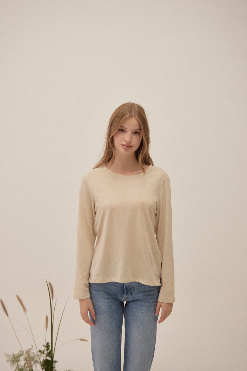 EVOPURE+ CAROL 凤梨叶纤维长袖上衣-卡其 - 女装上衣 - 其他材质 卡其色