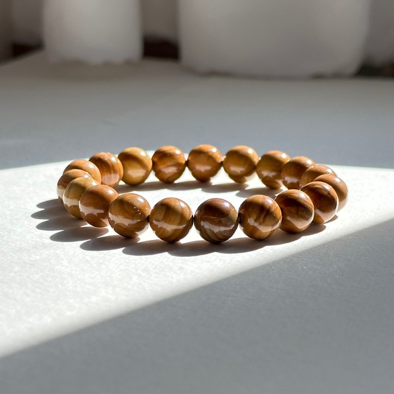 【万年沉积断层石】木纹石纯珠手链 保财护家宅财运 稳定气场 - 手链/手环 - 石头 卡其色