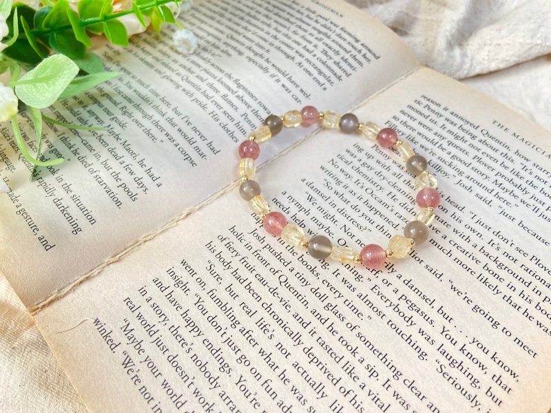 草莓晶、黄水晶、黑月光水晶手链 - 手链/手环 - 水晶 黄色