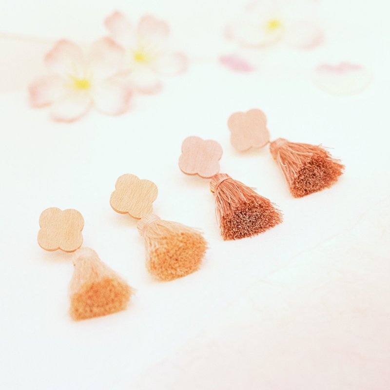 Tassel paper earrings-HARU- - 耳环/耳夹 - 纸 粉红色