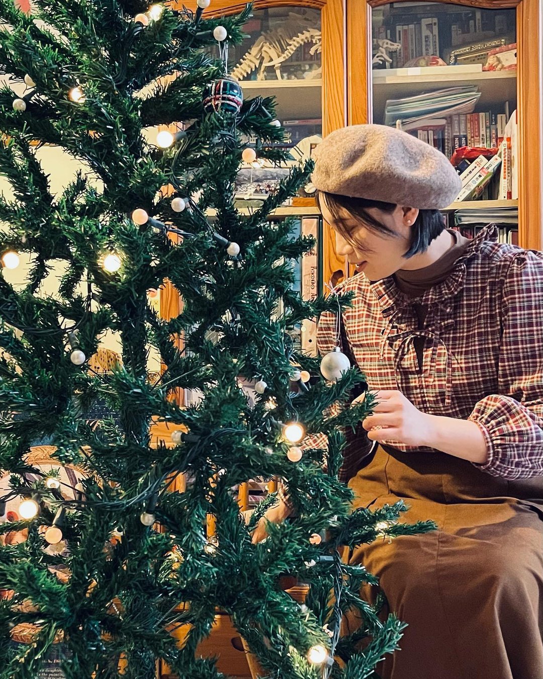 Merry Christmas 季节限定 - 双结蓬袖上衣 - 女装上衣 - 棉 红色
