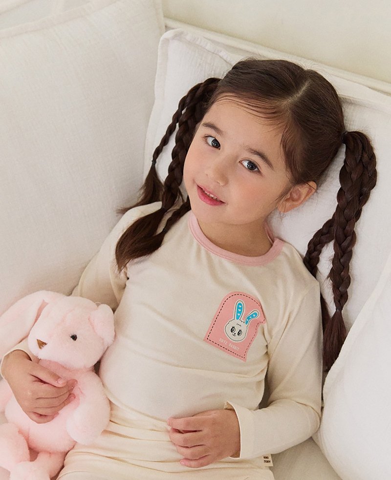 粉白兔兔邻居-植纤衣长袖韩国童装-K62809 - 童装上衣 - 棉．麻 粉红色