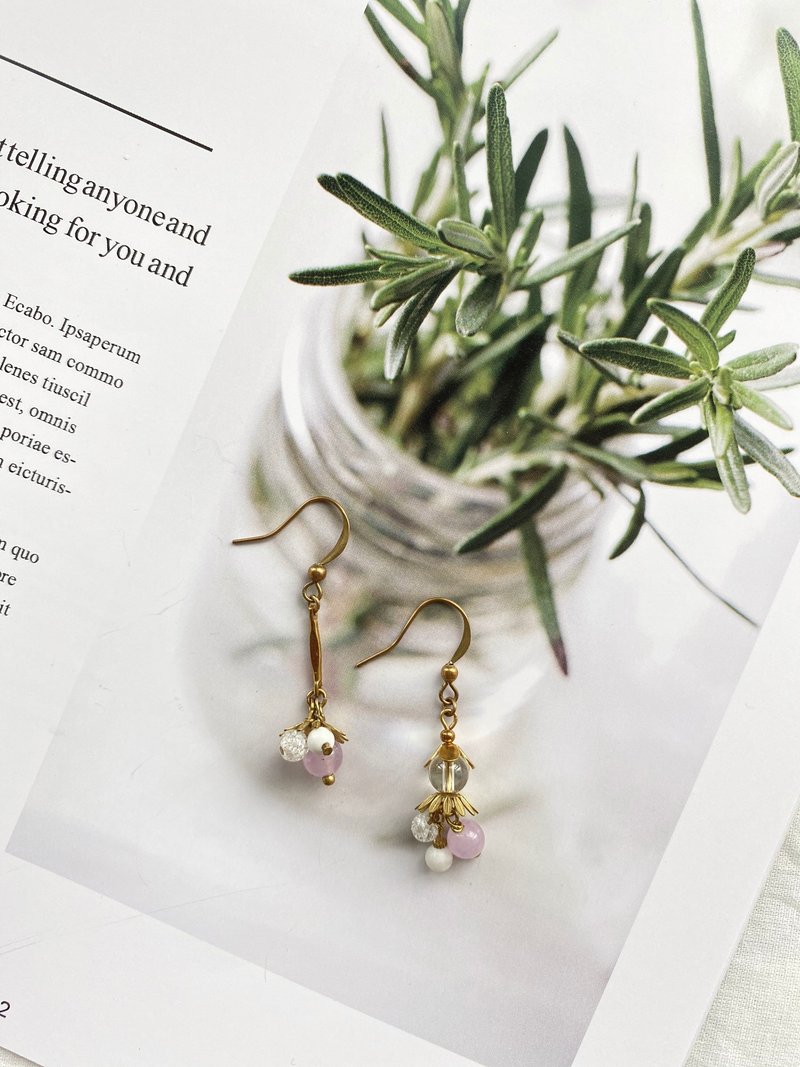 黄铜耳环 | 海蓝宝 | 白松石   耳针 / 耳夹 - 耳环/耳夹 - 铜/黄铜 