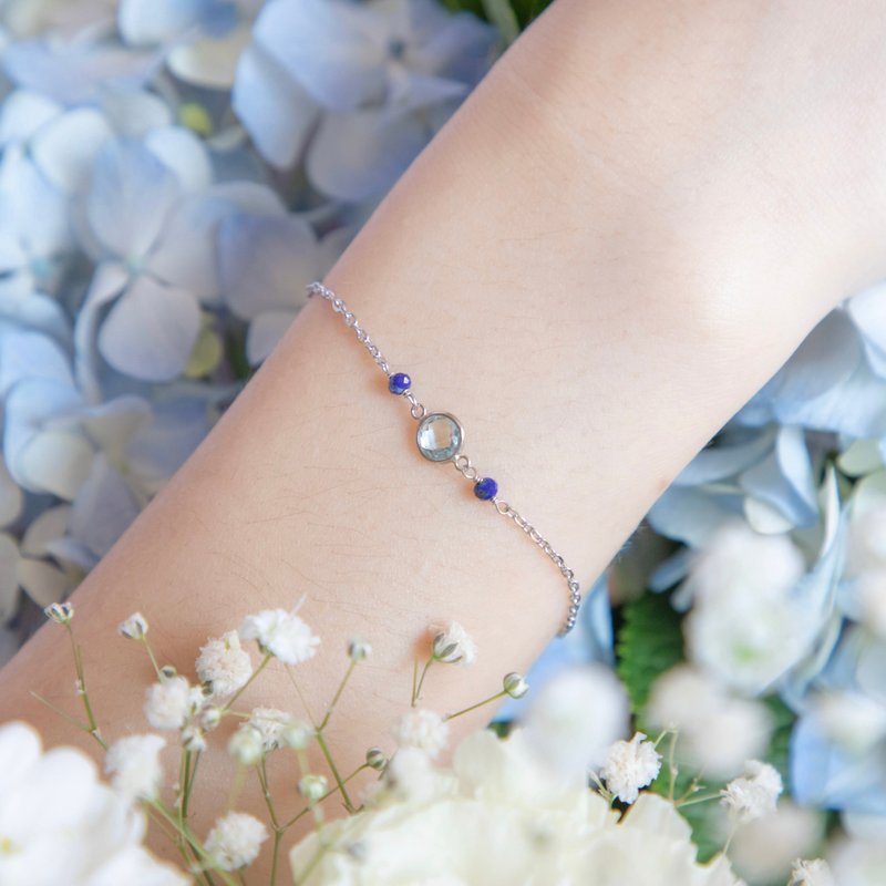 蓝托帕石925纯银佐青金石果实手链 - 手链/手环 - 水晶 蓝色