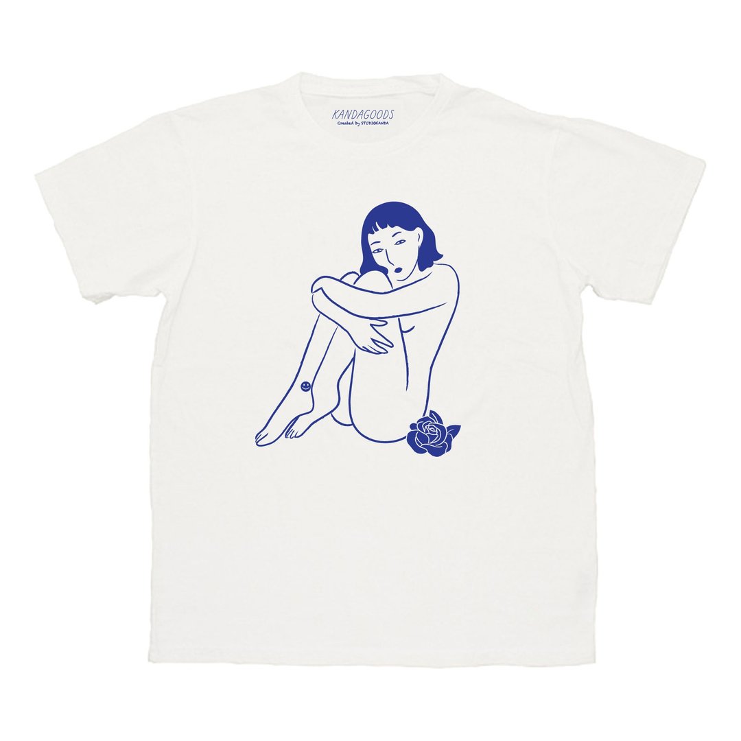 Naked lady t-shirt - 女装 T 恤 - 棉．麻 蓝色