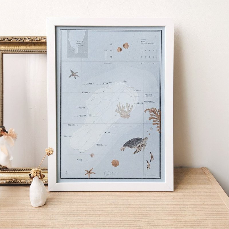 小琉球潜点地图 -古典版画系列潜水地图 - 海报/装饰画/版画 - 纸 