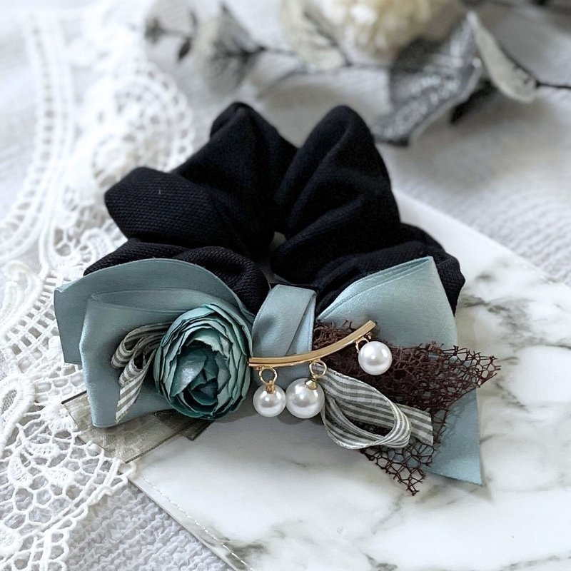 绿 / 格子花艺珍珠大肠圈 弹簧夹 马尾夹 发圈 发束 发梳 发夹 - 发饰 - 其他材质 绿色