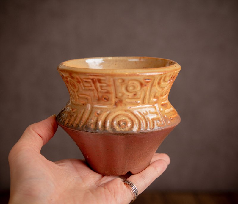 植木钵 ∣ 柴烧、志野釉 ∣ 折腰植木钵 - 花瓶/陶器 - 陶 