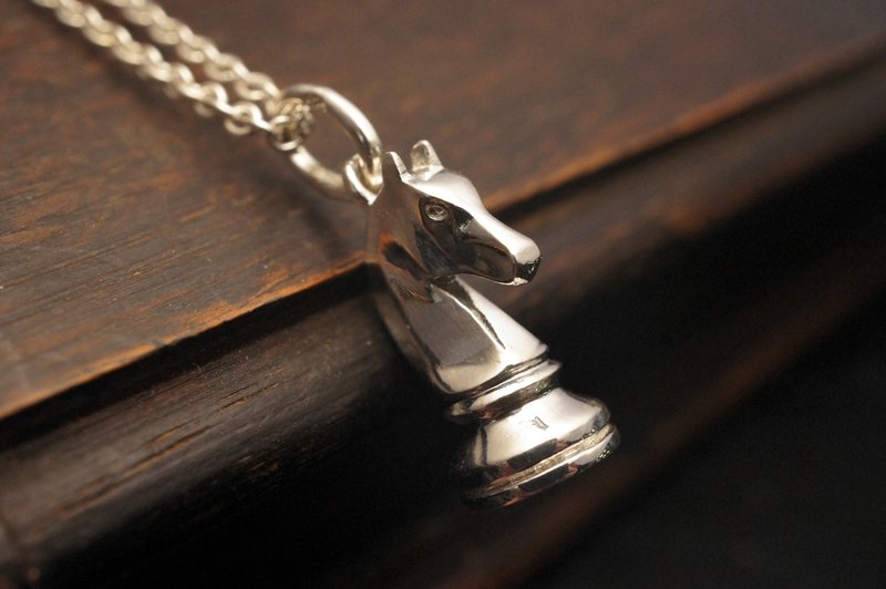 925 纯银西洋棋骑士吊咀 - 连18寸银链(SN2) - 手作 - 项链 - 纯银 银色