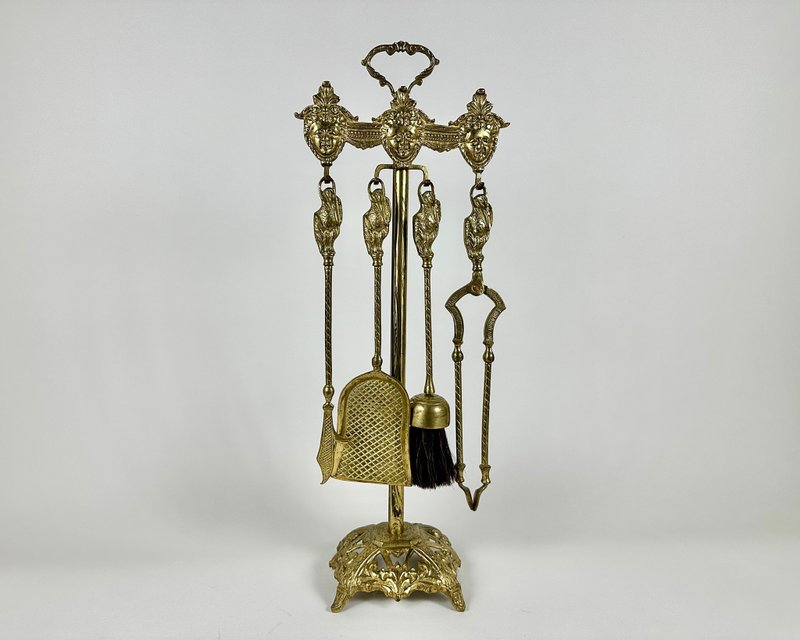 复古青铜壁炉套装 刷子、铲子、钳子、拨火棍青铜壁炉套装 - 其他家具 - 其他金属 金色