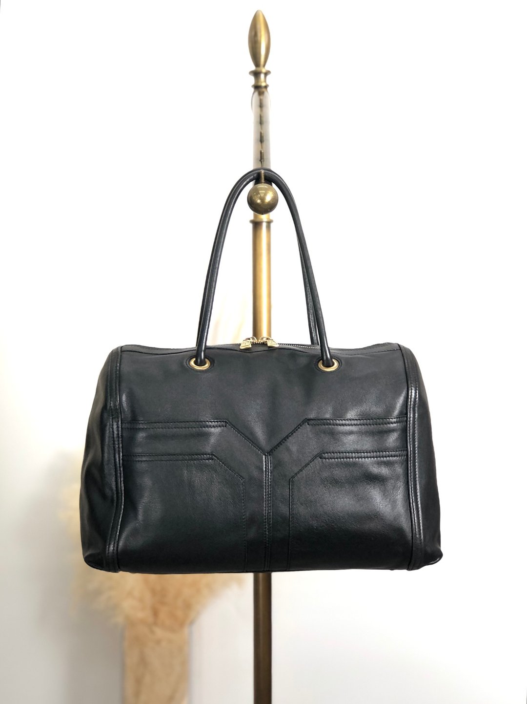 [日本直送品牌二手包] Yves Saint Laurent 托特包黑皮革复古 6swzuu - 手提包/手提袋 - 真皮 黑色