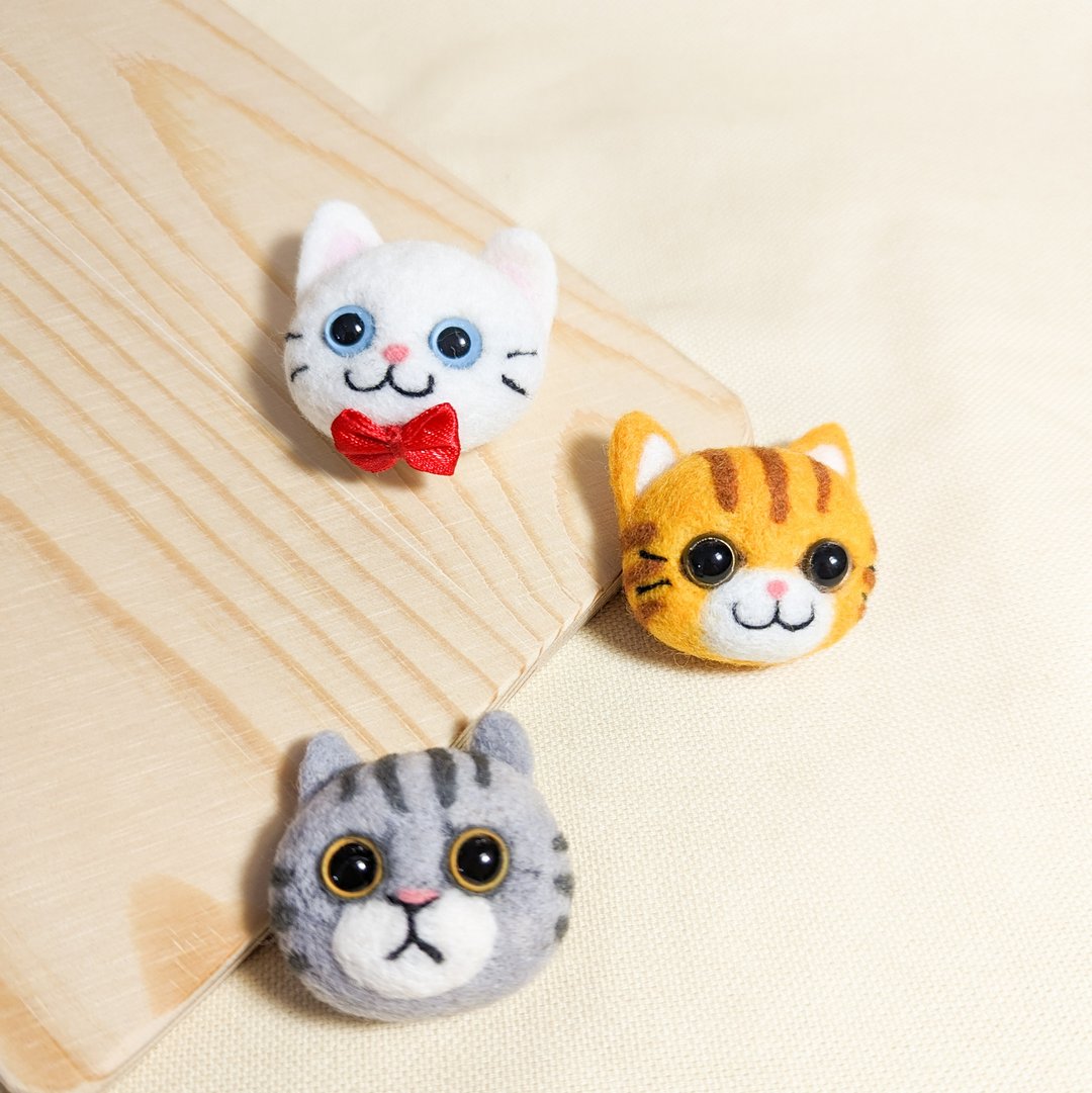 羊毛毡猫咪冰箱/办公室磁铁 - 冰箱贴/磁贴 - 羊毛 