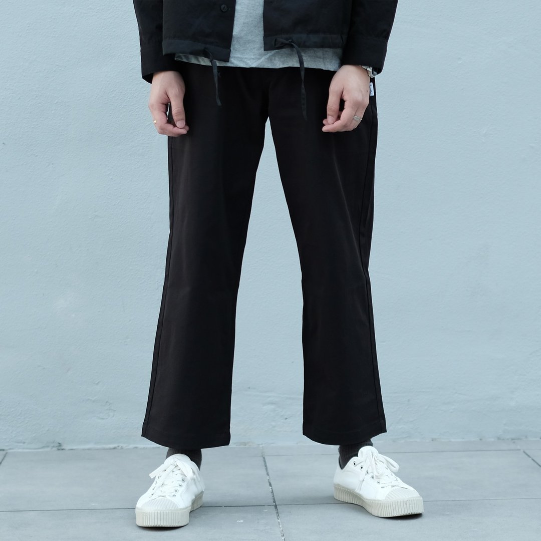 宽版长裤 Wide Chino/简约/素色/情侣服/宽松 - 男士长裤 - 棉 黑色