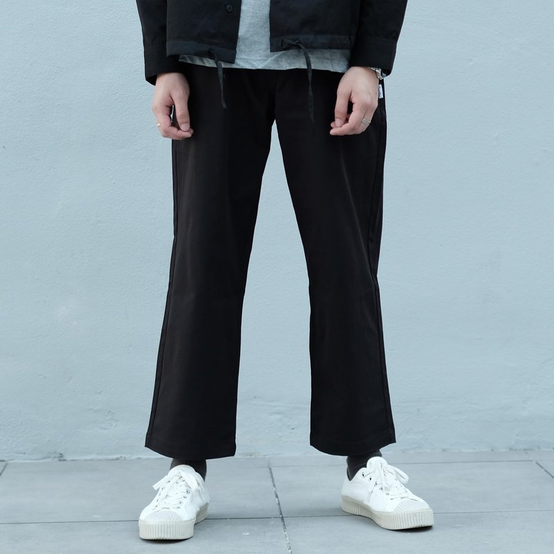 宽版长裤 Wide Chino/简约/素色/情侣服/宽松 - 男士长裤 - 棉．麻 黑色