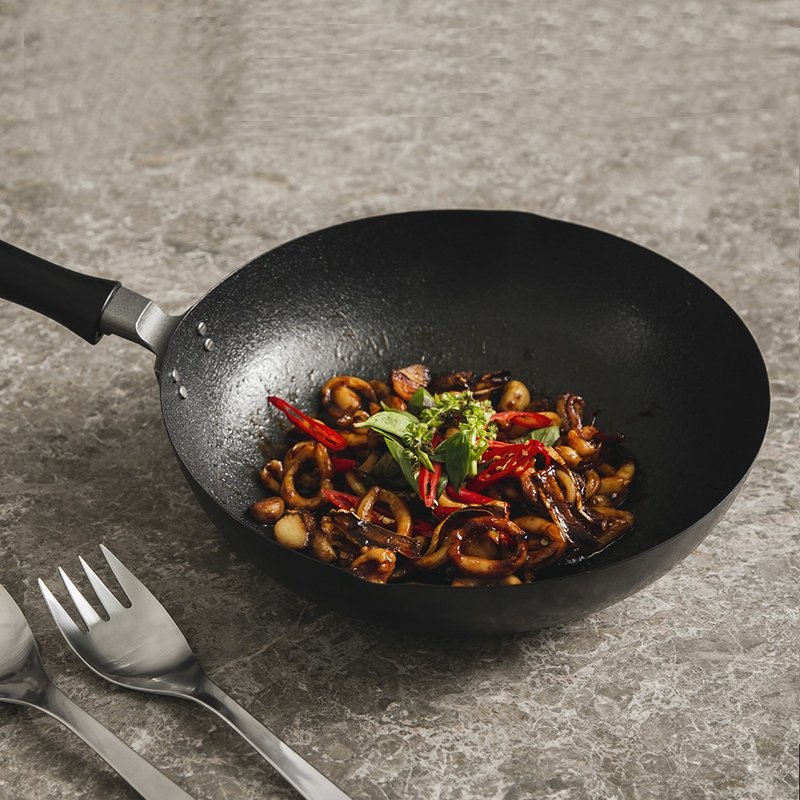 【柳宗理】 网纹中华铁炒锅30cm-附盖 - 锅具/烤盘 - 其他金属 