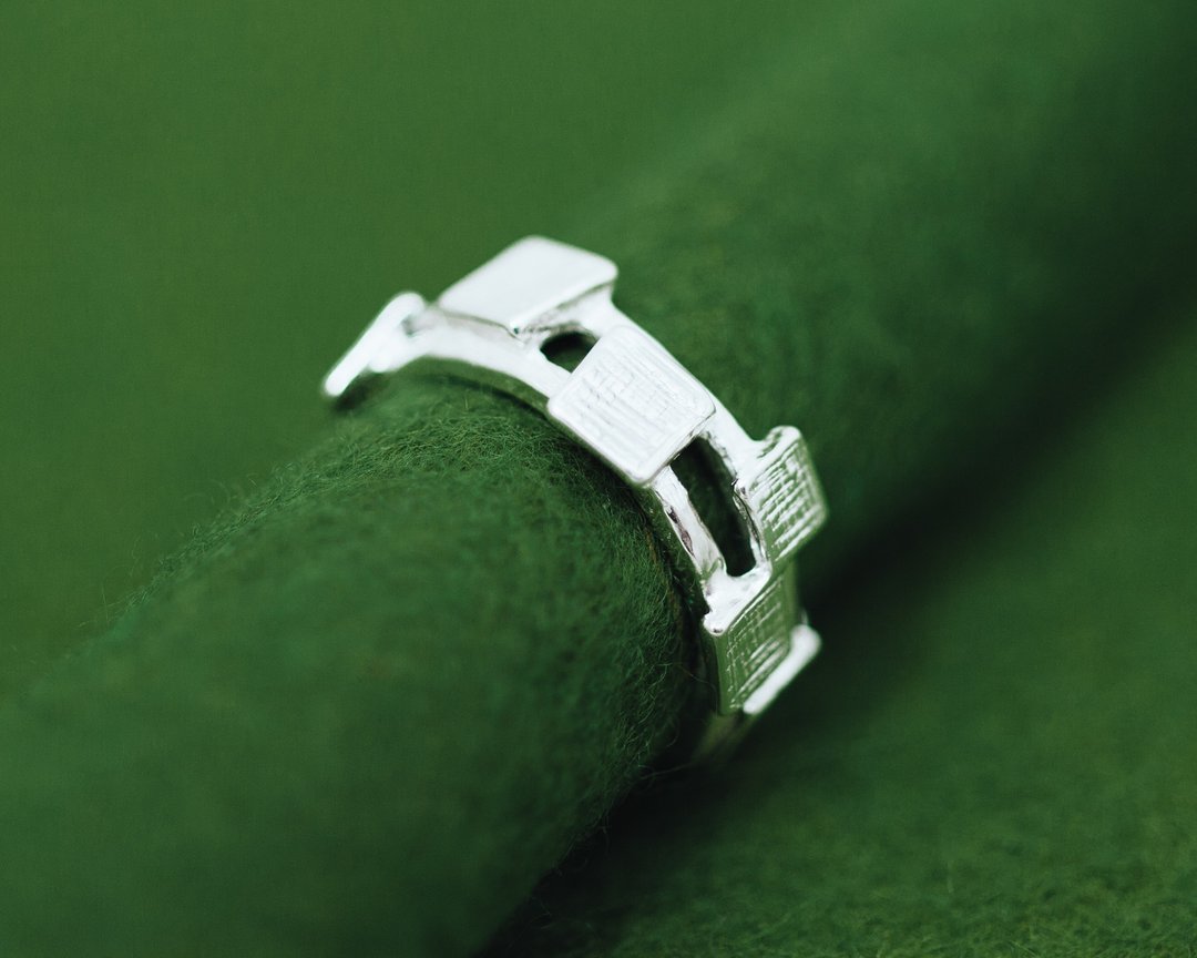 Kakukaku ring - silver contemporary ring - square ring - wabi sabi ring - 戒指 - 银 银色