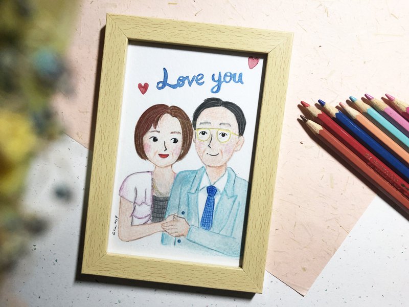 【插画似颜绘】6寸Q版可爱款/情人节礼物/定制/可加购相框 - 其他 - 纸 多色