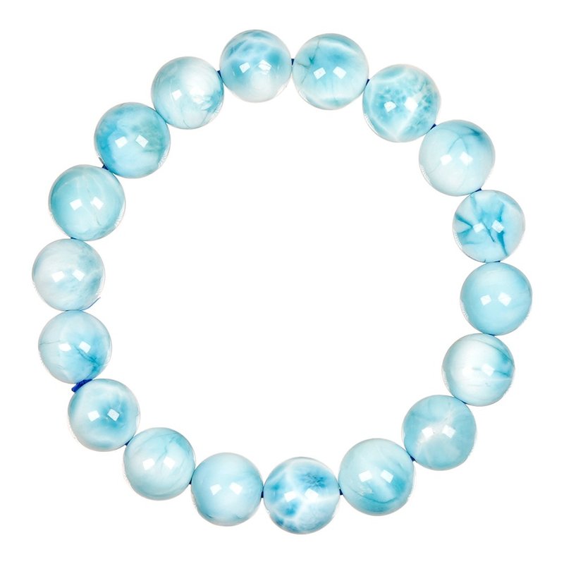 【正佳珠宝】海纹石 拉利玛 顶级冰海蓝 10-10.6mm 海纹石手珠 - 手链/手环 - 半宝石 多色