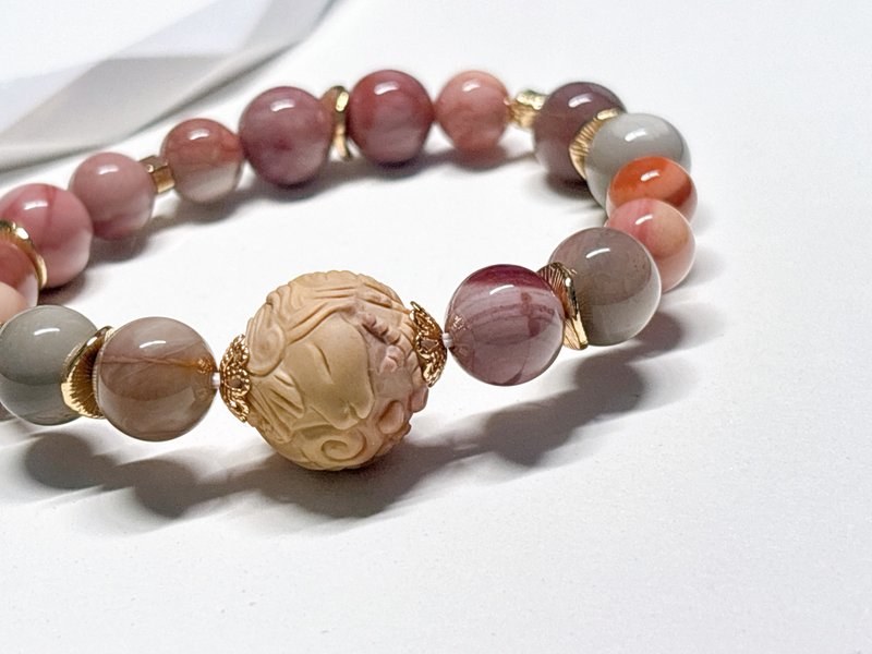 晨曦独角兽 l 独角兽雕刻珠。设计款手环 l 阿拉善玛瑙 - 手链/手环 - 玉石 多色