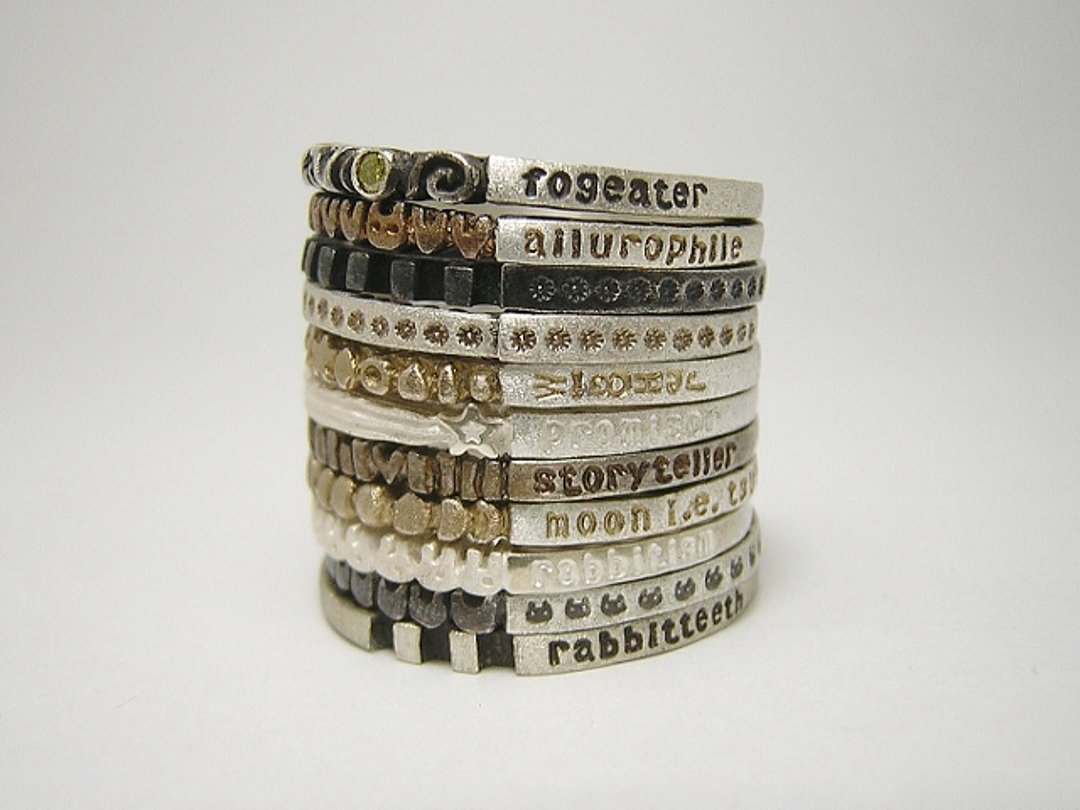 mille+-feuille and mille=feuille 11 rings 銀 戒指 刻字 堆疊環 純銀 sterling silver 92.5% - 戒指 - 纯银 银色