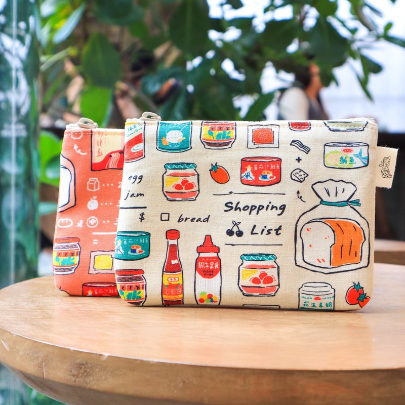 购物清单拉链零钱包(白) - 零钱包 - 棉．麻 白色