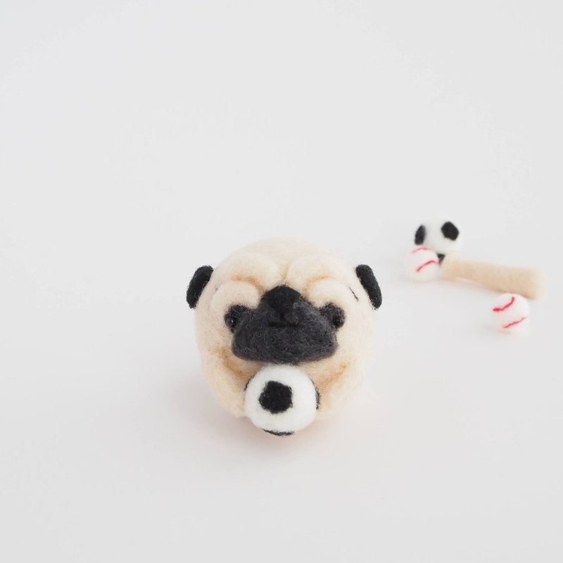 Mayu(eyebrows) Pag and Soccer Needle Felt - 玩偶/公仔 - 羊毛 多色